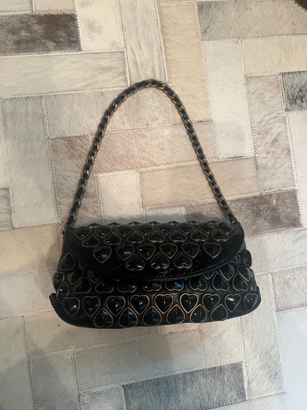 Betsey Johnson Black Heart-Embellished Shoulder Bag - Women